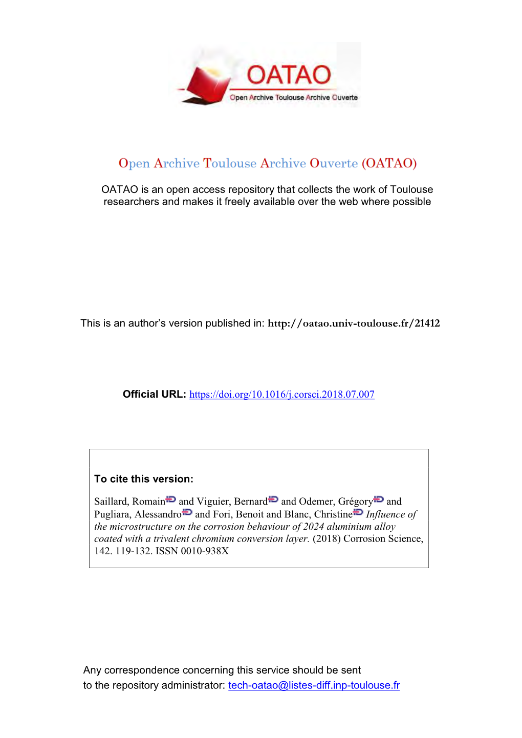 Influence of the Microstructure on the Corrosion Behaviour of 2024 Aluminium Alloy Coated with a Trivalent Chromium Conversion Layer