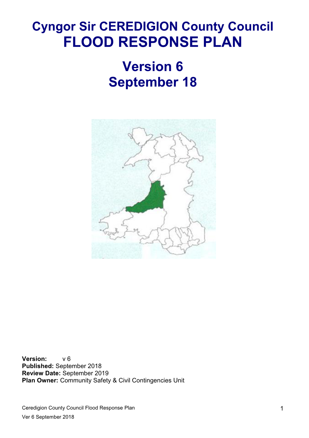 CEREDIGION County Council FLOOD RESPONSE PLAN