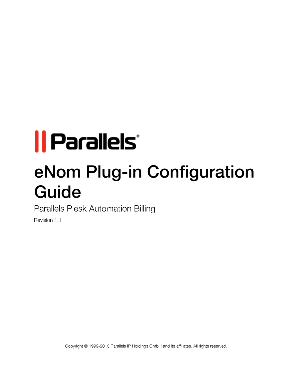 Enom Plug-In Configuration Guide Parallels Plesk Automation Billing Revision 1.1