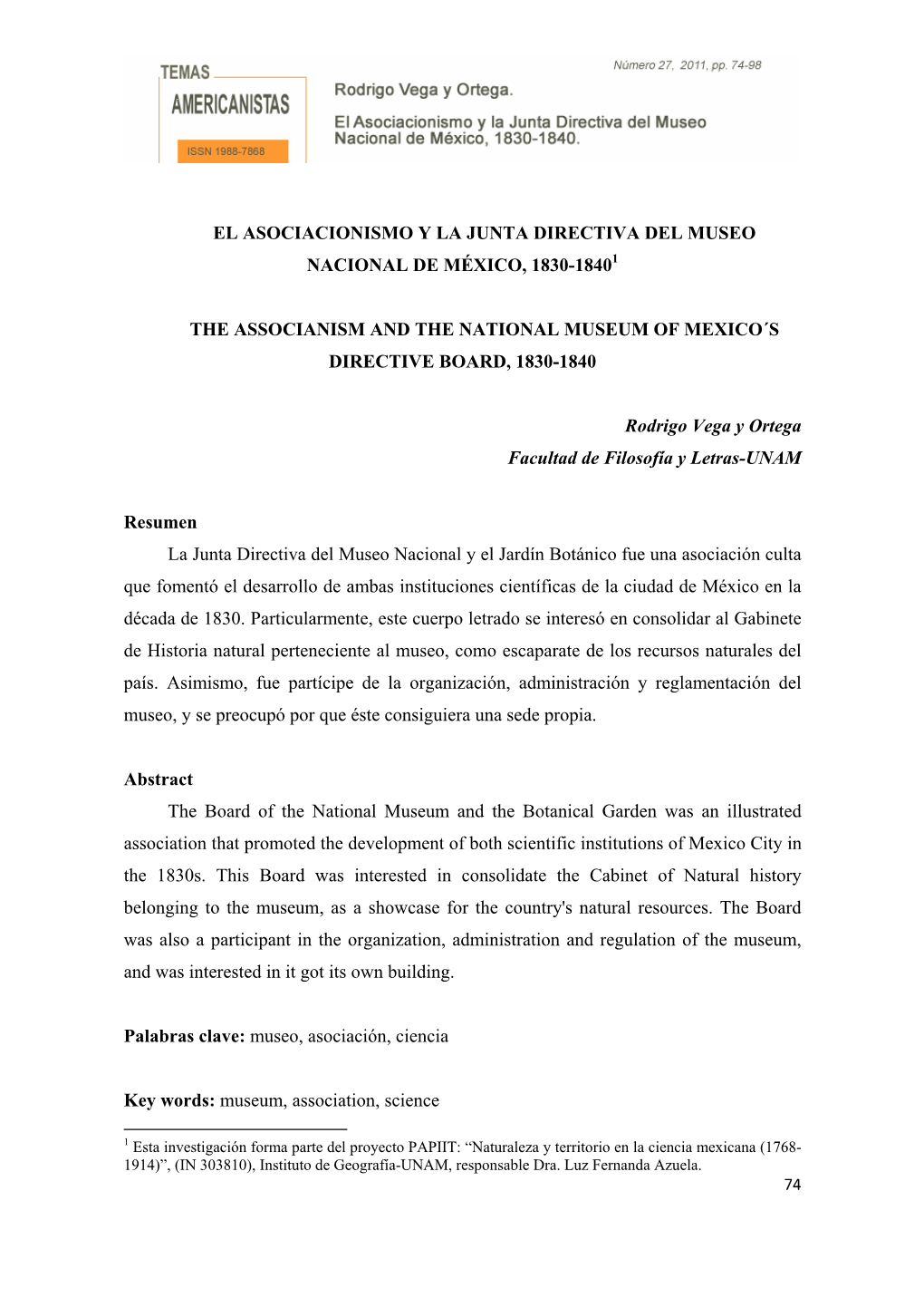 El Asociacionismo Y La Junta Directiva Del Museo Nacional De México, 1830-18401