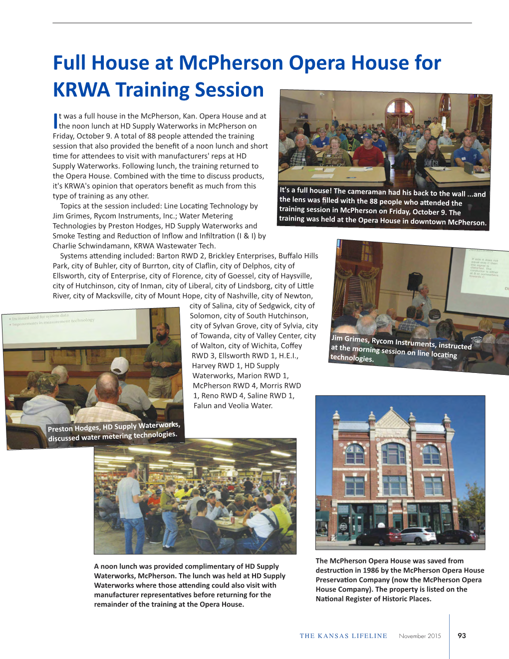 Full House at Mcpherson Opera House for KRWA Training Session