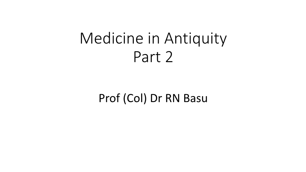 Medicine in Antiquity Part 2