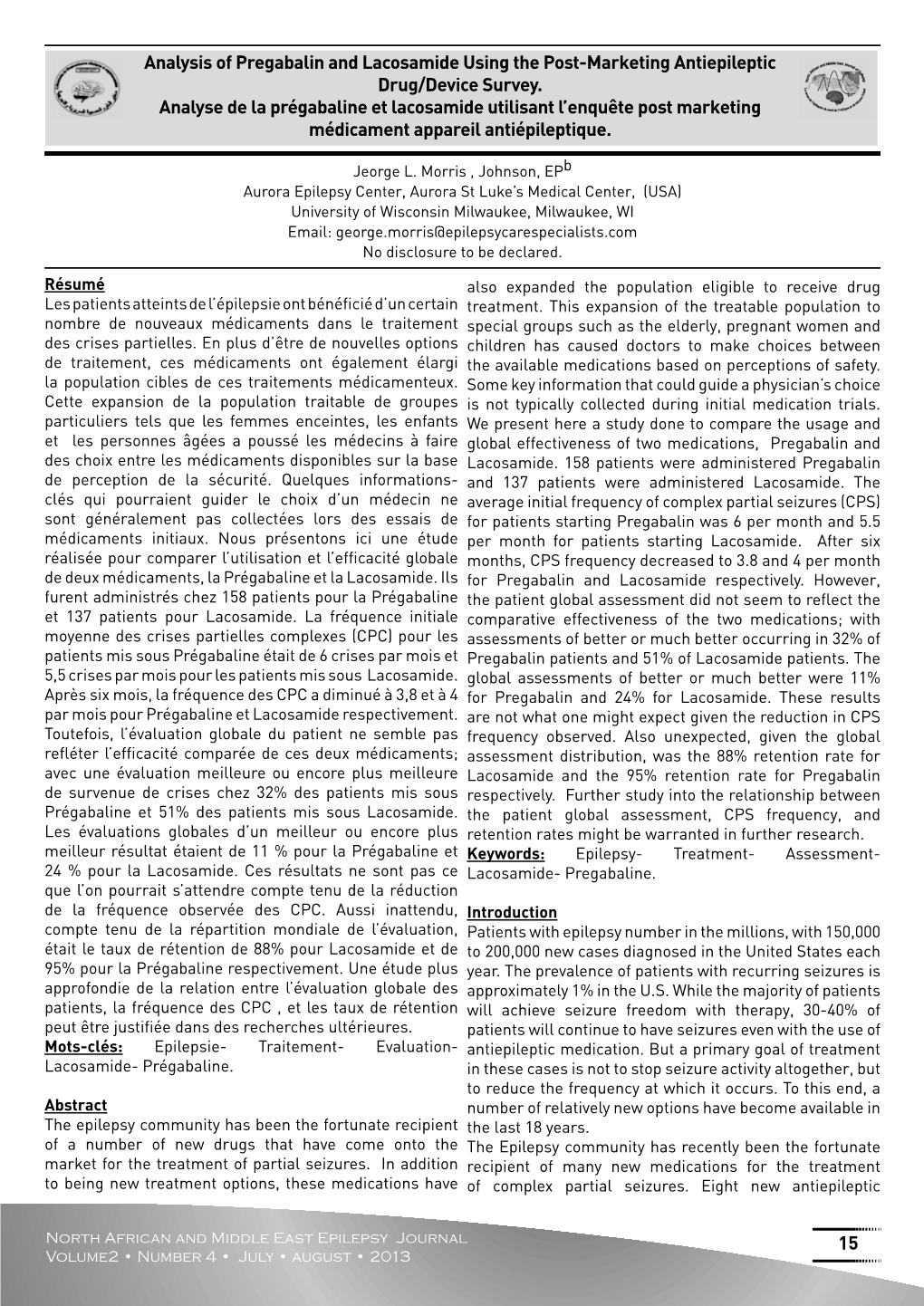 Analysis of Pregabalin and Lacosamide Using the Post-Marketing Antiepileptic Drug/Device Survey