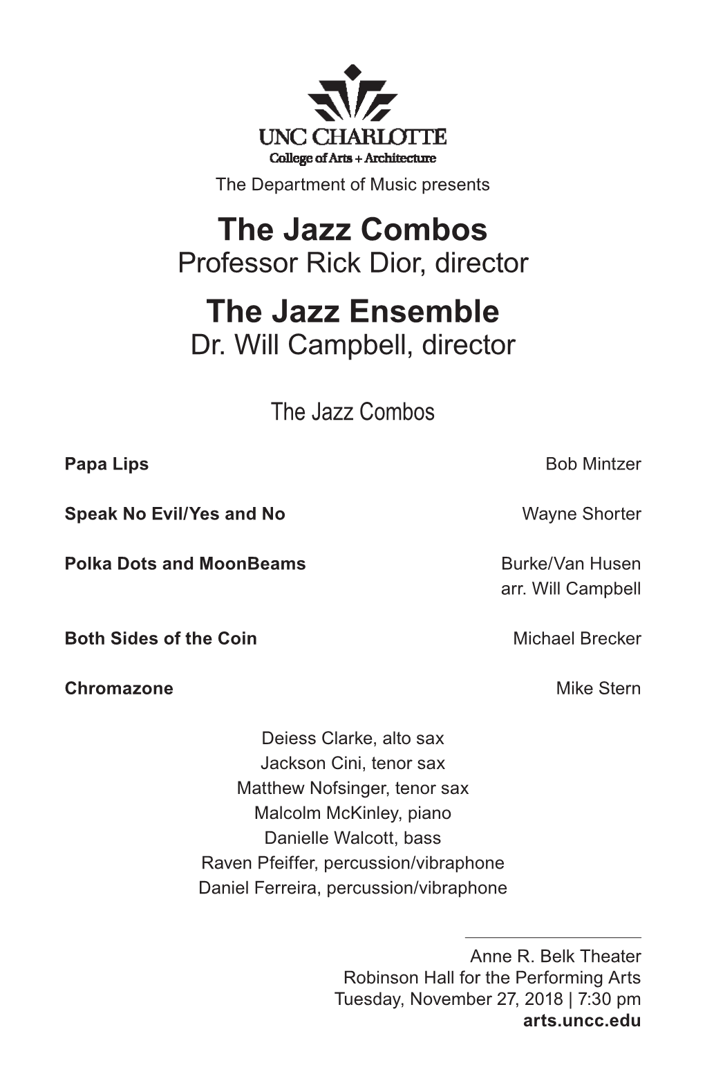 The Jazz Combos the Jazz Ensemble