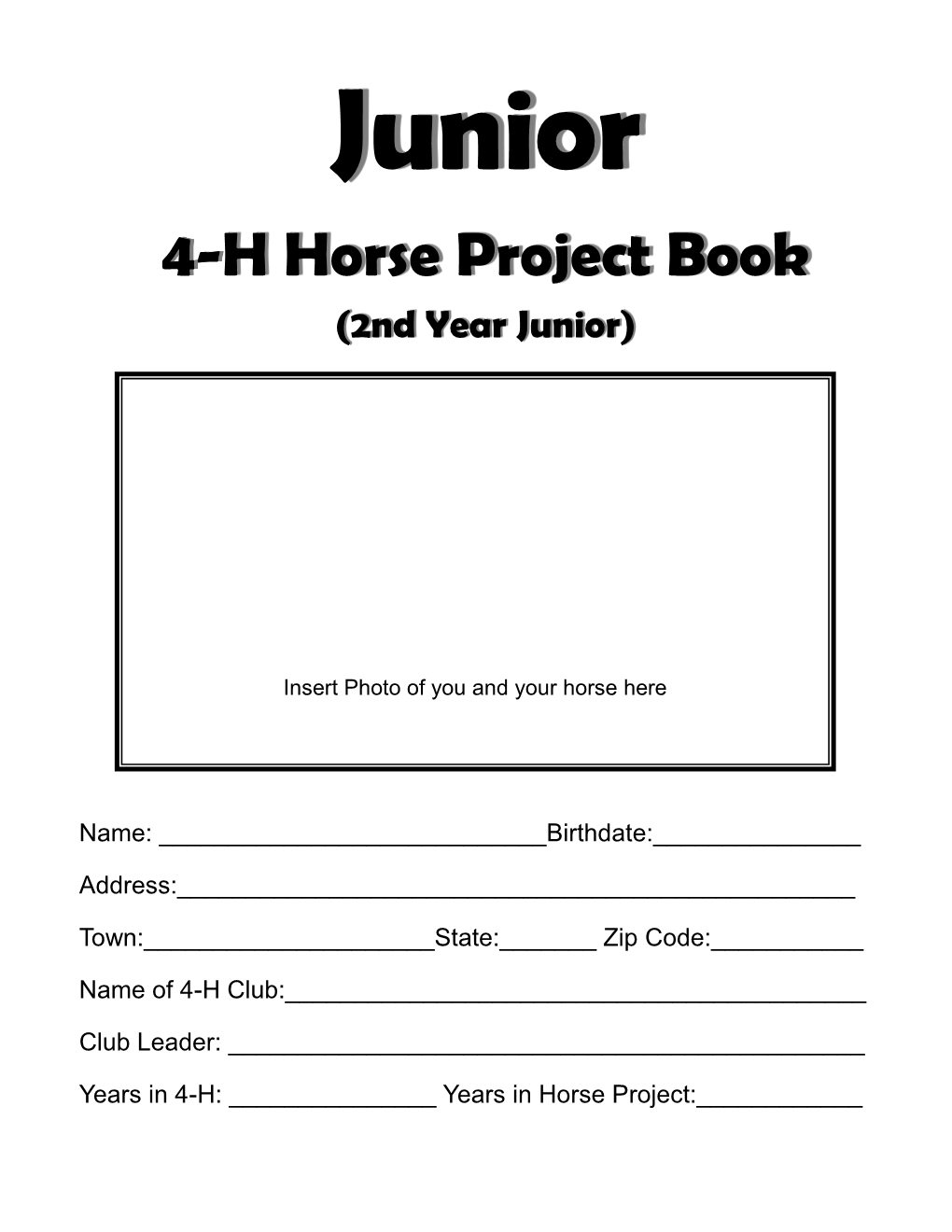 4-H Horse Project Book (2Nd Year Junior)