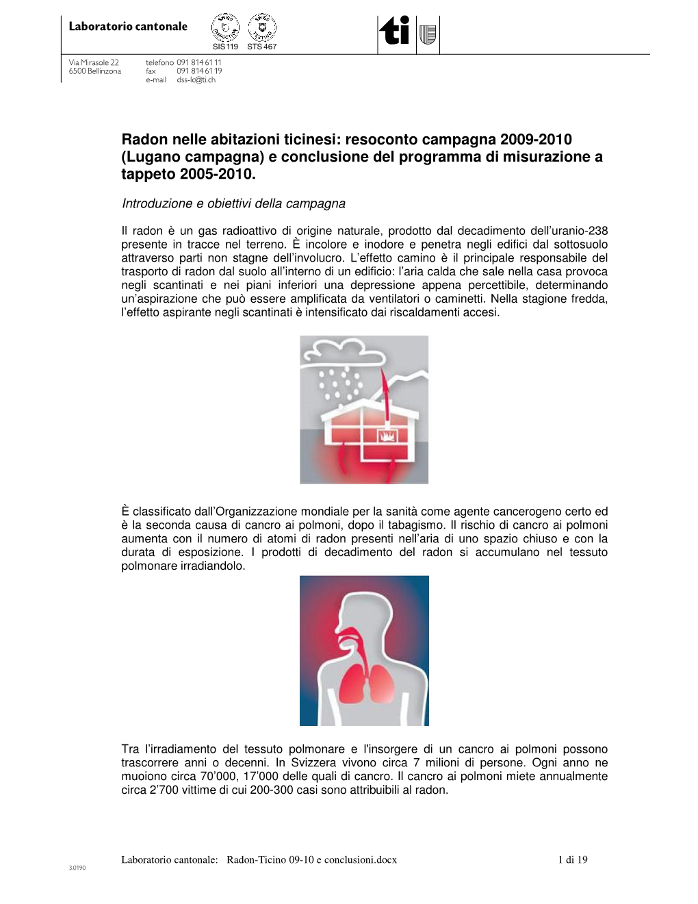 Rapporto Campagna Radon Ticino 2009-2010