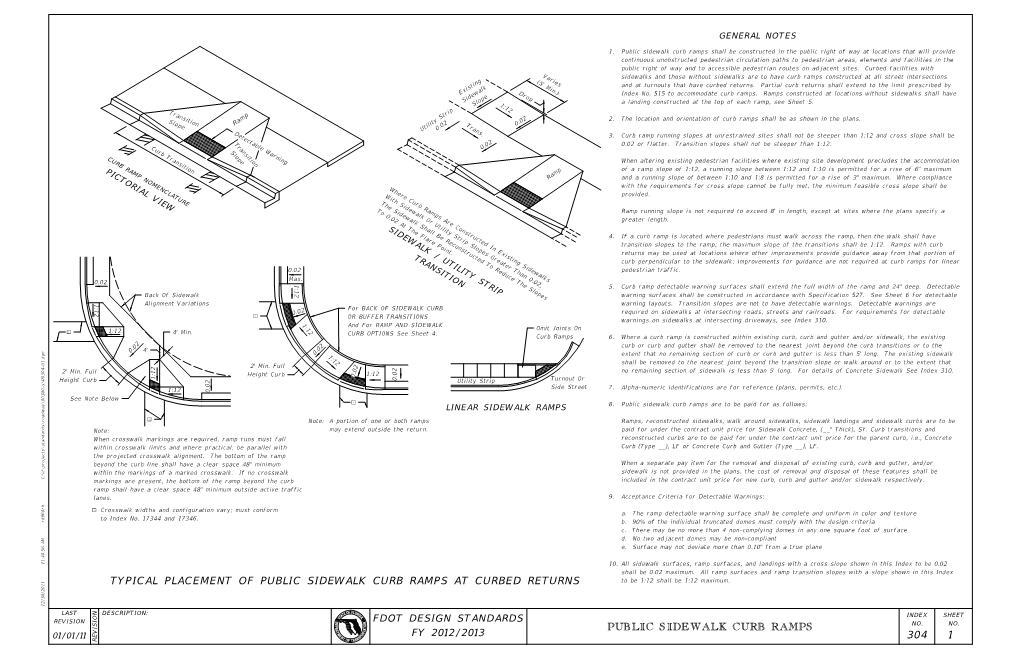 304 1 Public Sidewalk Curb Ramps Typical Placement Of