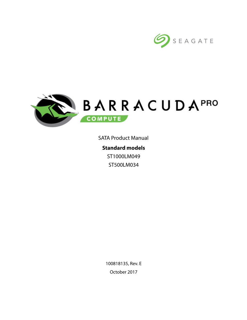 Standard Models ST1000LM049 ST500LM034 SATA Product Manual