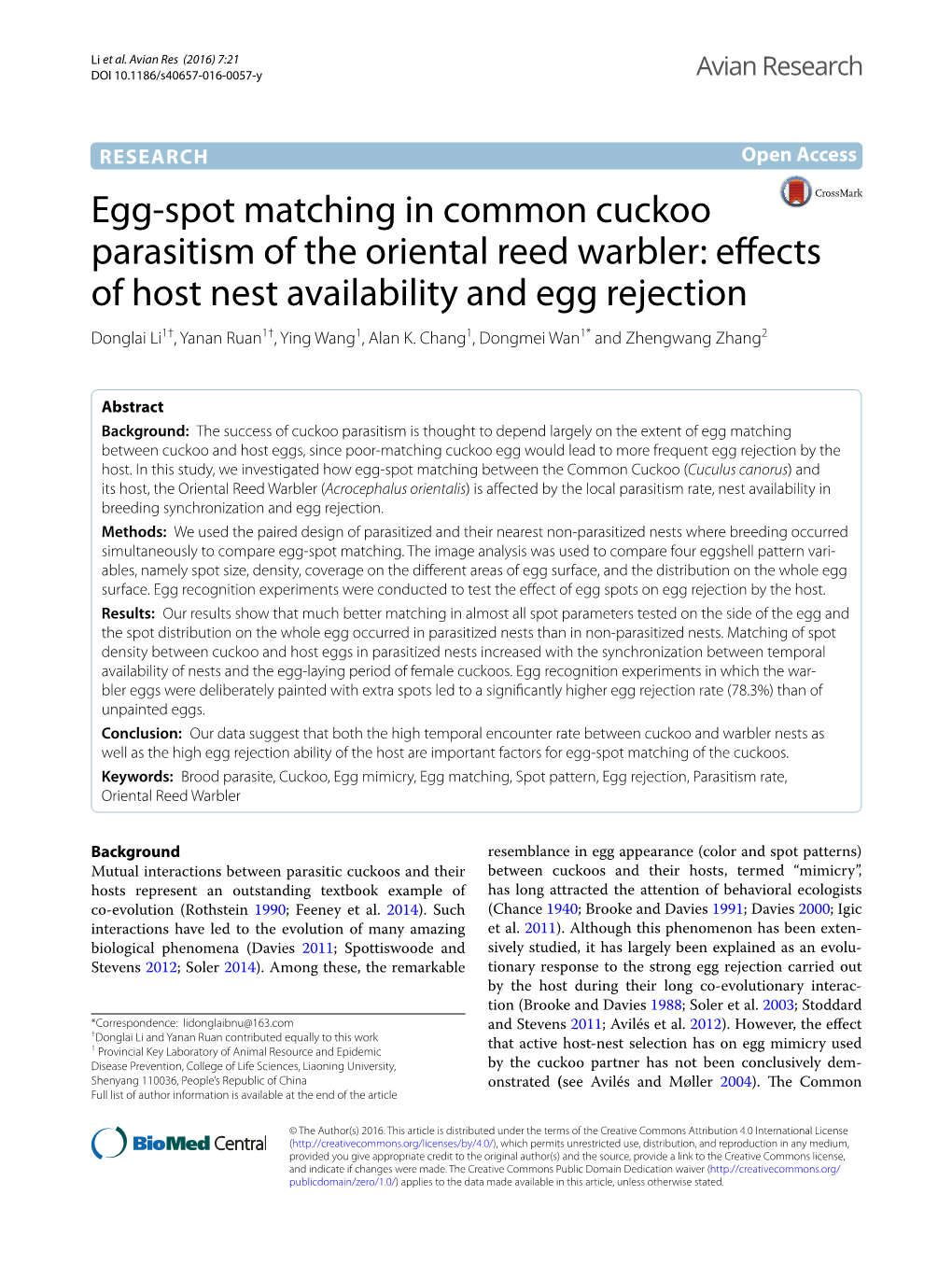 Egg-Spot Matching in Common Cuckoo Parasitism of the Oriental Reed