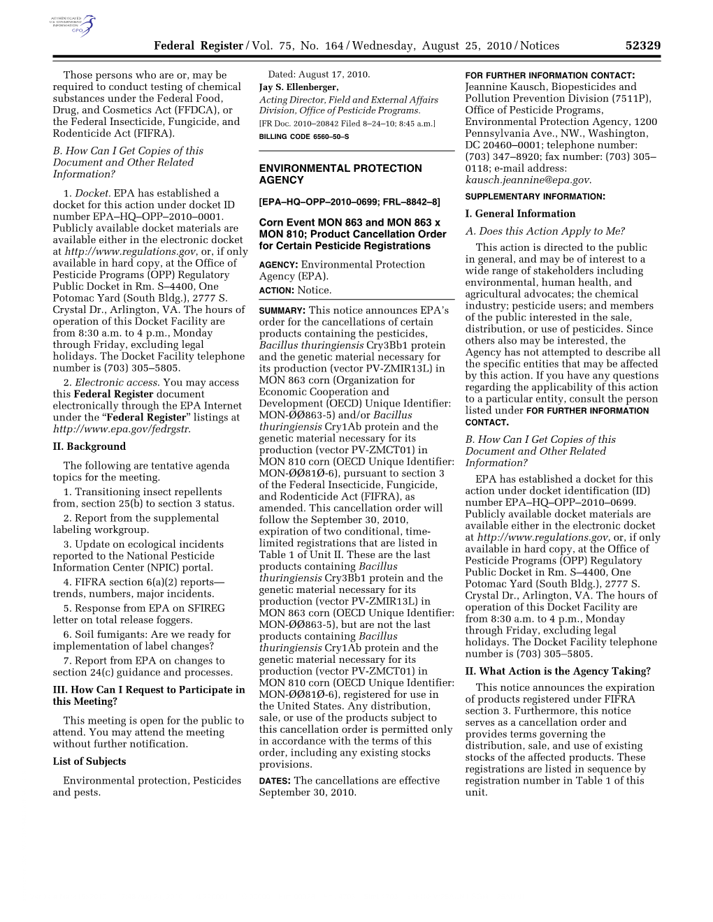 Federal Register/Vol. 75, No. 164/Wednesday, August 25, 2010