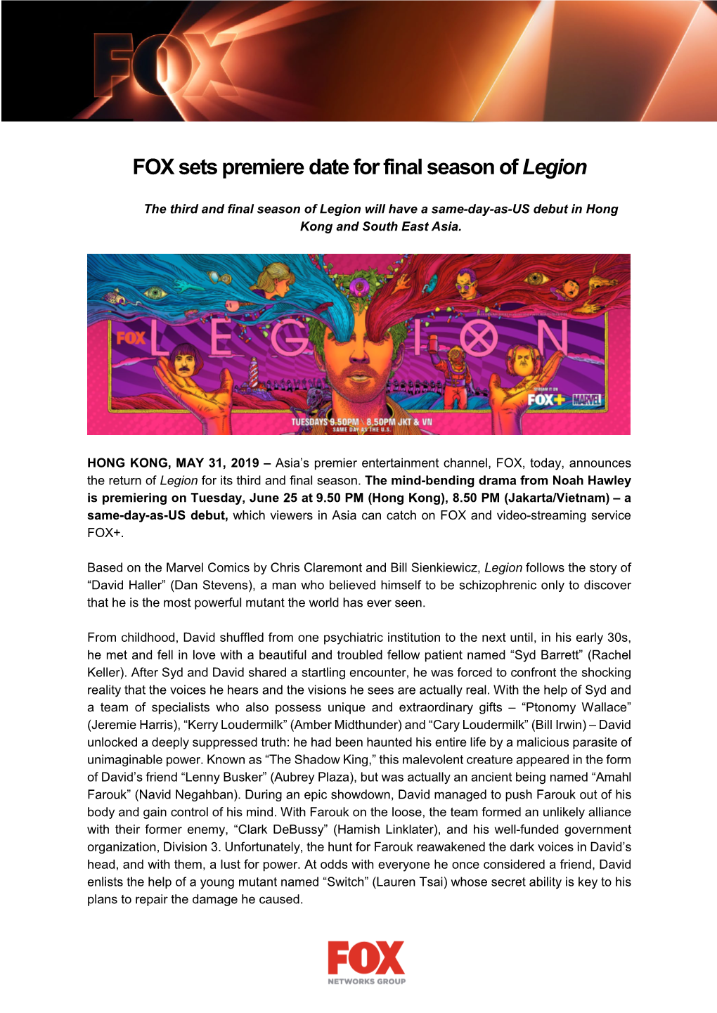 FOX Sets Premiere Date for Final Season of Legion