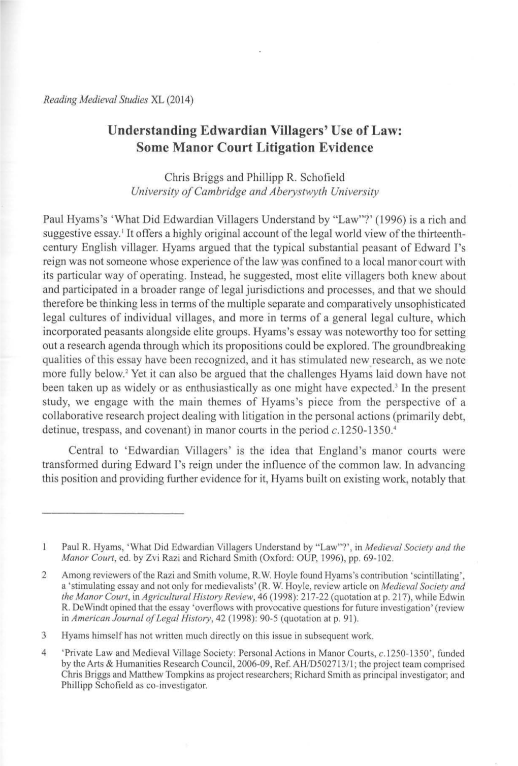 Understanding Edwardian Villagers' Use of Law: Some Manor Court Litigation Evidence