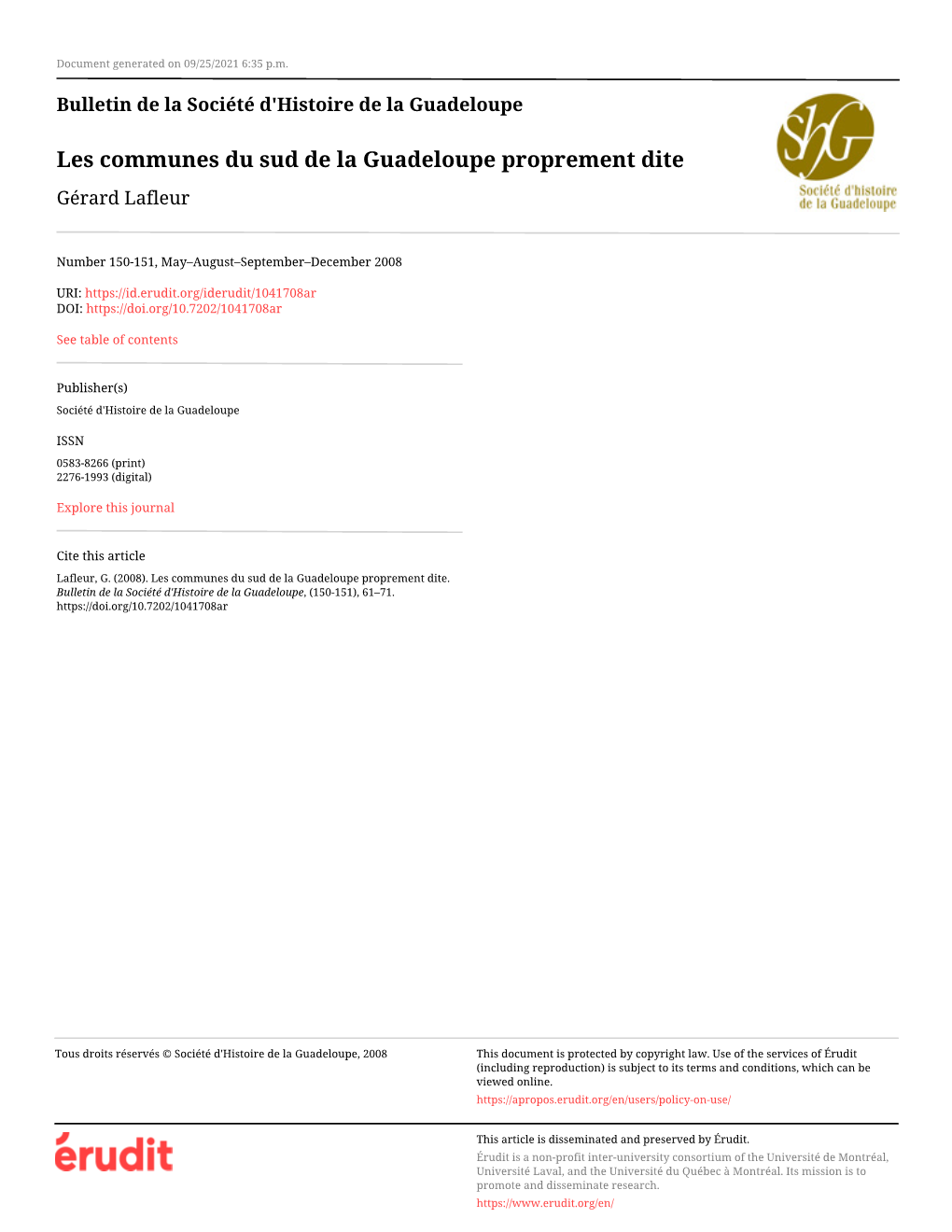 Les Communes Du Sud De La Guadeloupe Proprement Dite Gérard Lafleur