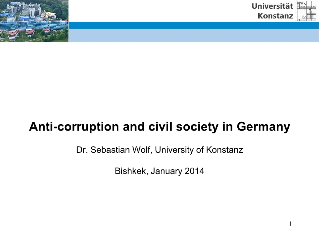 Anti-Corruption and Civil Society in Germany