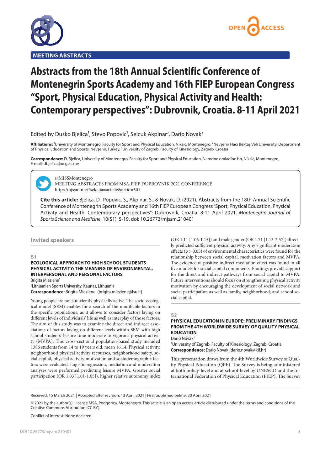 Abstracts from the 18Th Annual Scientific Conference Of