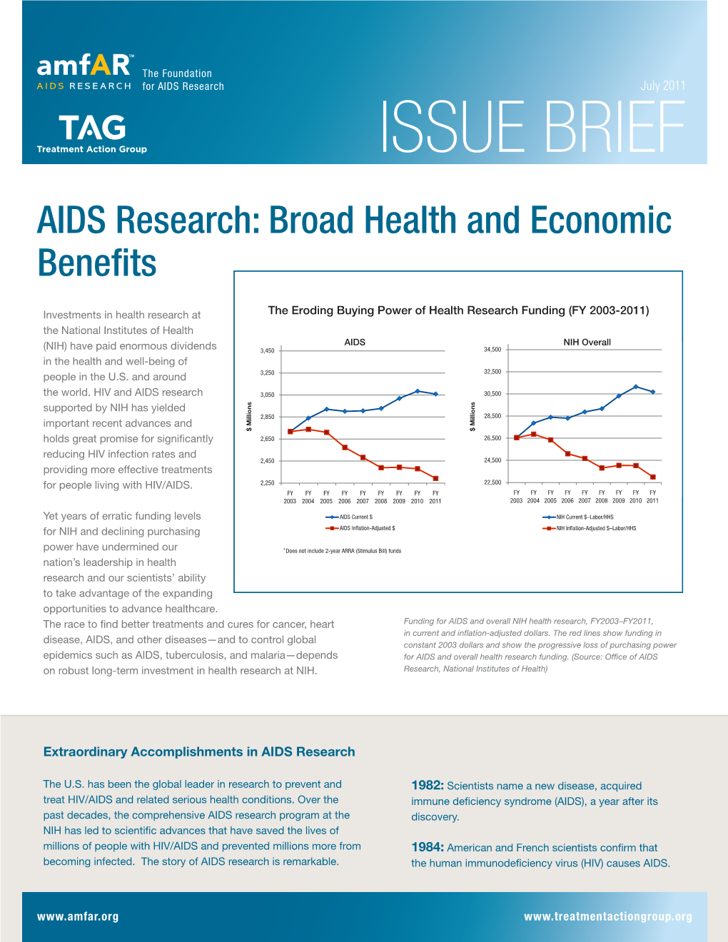 ISSUE BRIEF AIDS Research: Broad Health and Economic Benefits