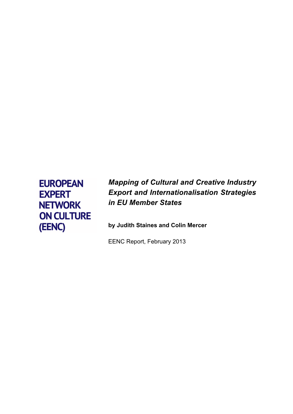Mapping of Cultural and Creative Industry Export and Internationalisation Strategies in EU Member States