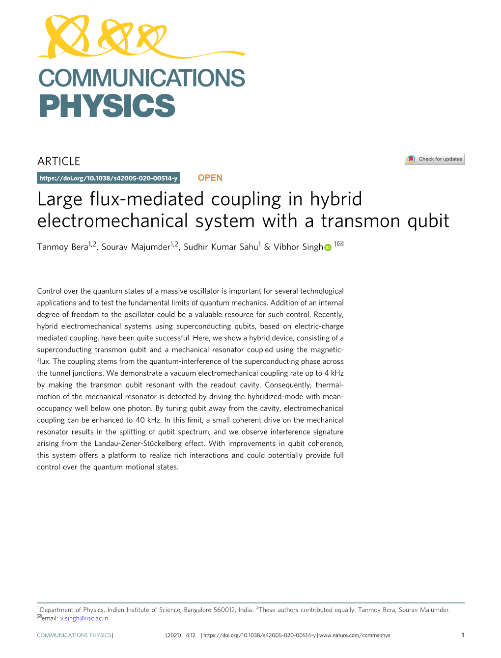 Large Flux-Mediated Coupling in Hybrid Electromechanical System with A