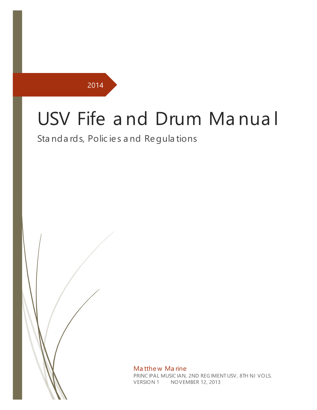 USV Fife and Drum Manual Standards, Policies and Regulations