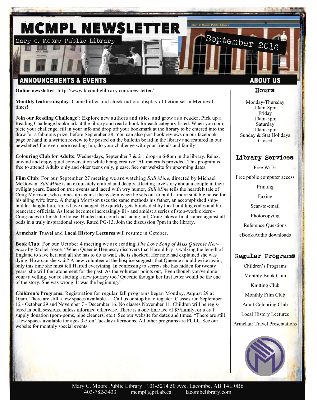 MCMPL NEWSLETTER Mary C