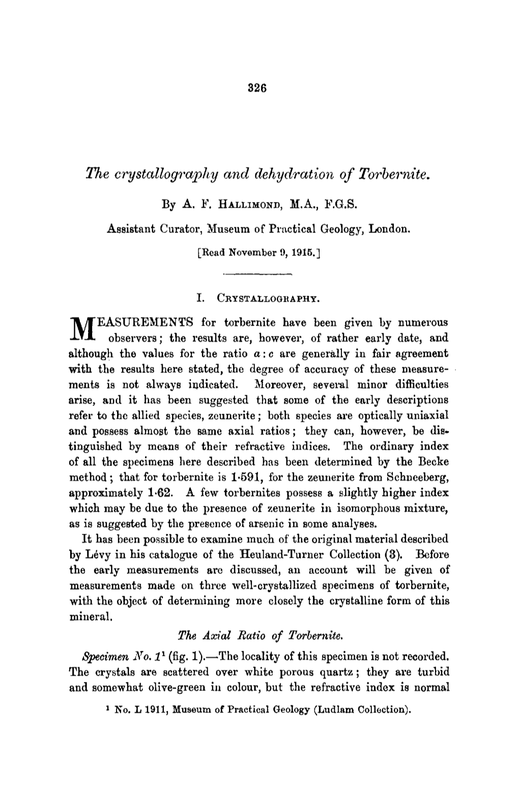 Al~Hy and Dehydration of Torbernite