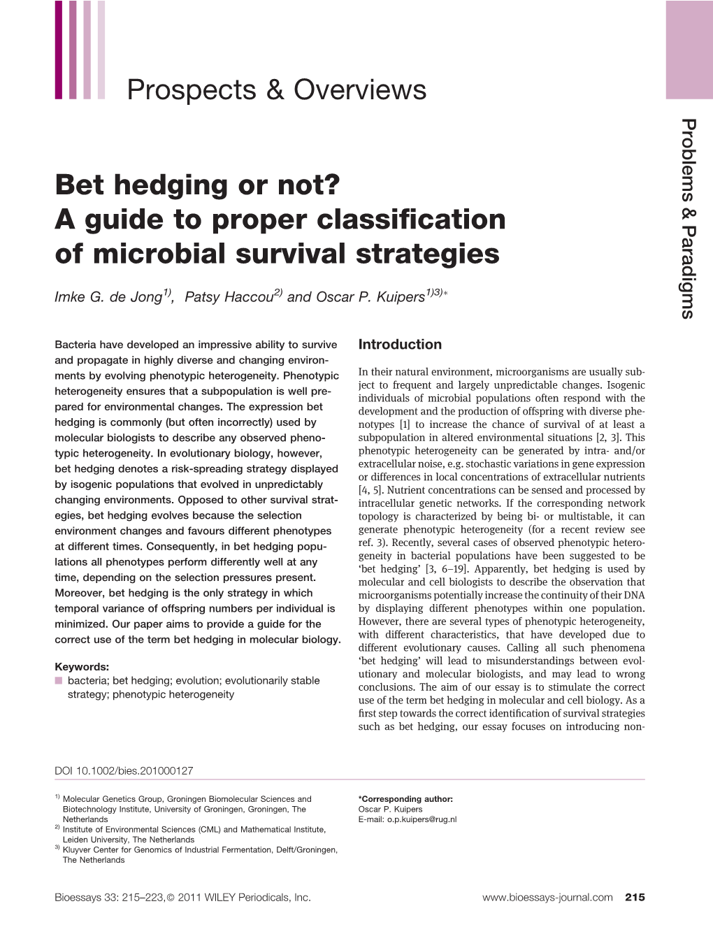 Bet Hedging Or Not? a Guide to Proper Classification of Microbial Survival