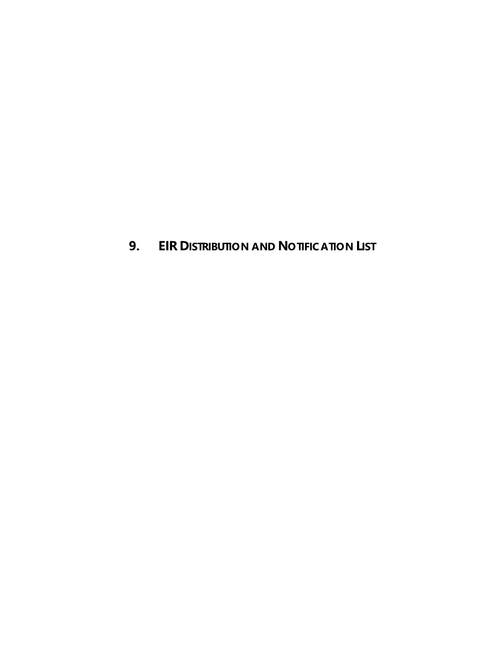 Chapter 9 Eir Distribution and Notification List