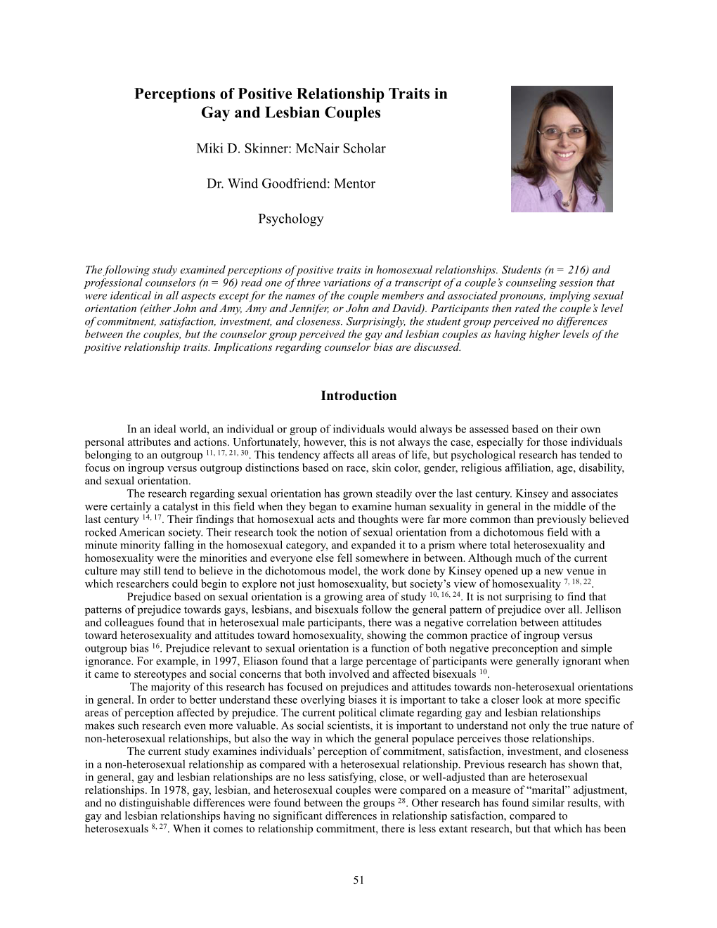 Perceptions of Positive Relationship Traits in Gay and Lesbian Couples