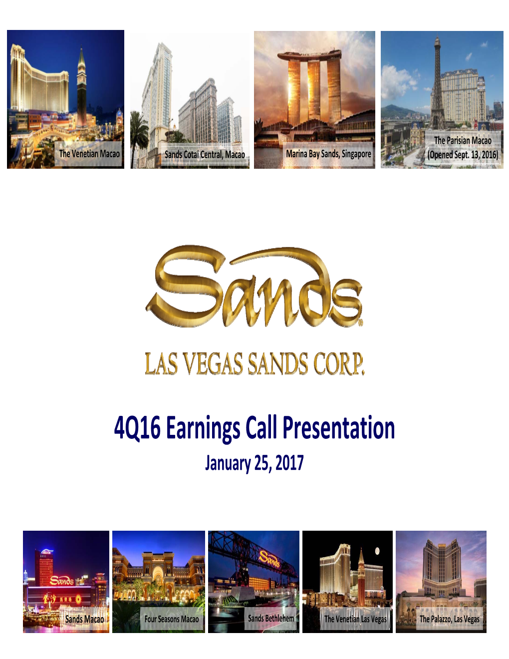 4Q16 Earnings Call Presentation January 25, 2017