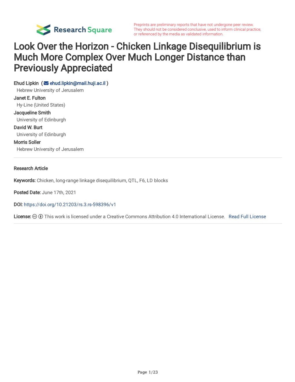 Chicken Linkage Disequilibrium Is Much More Complex Over Much Longer Distance Than Previously Appreciated