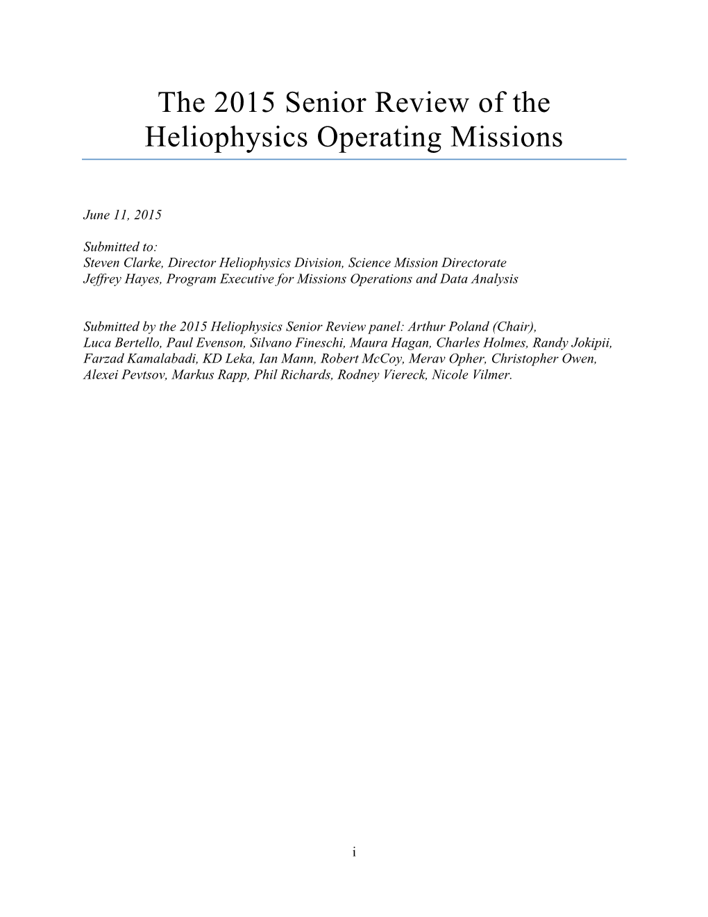 The 2015 Senior Review of the Heliophysics Operating Missions