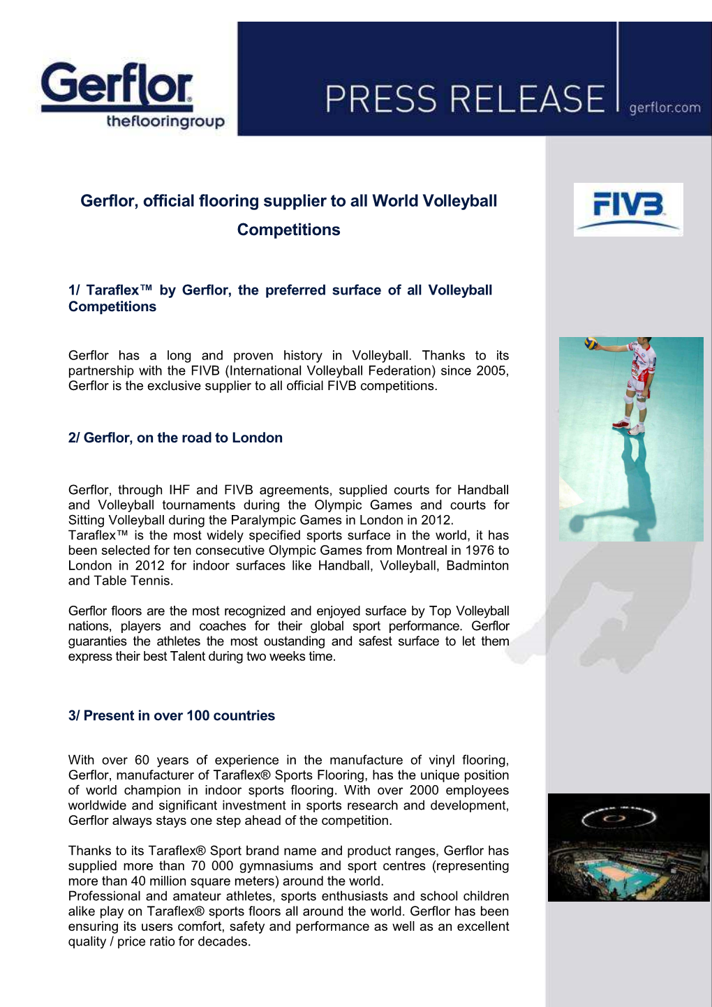 Press Release FIVB 2013