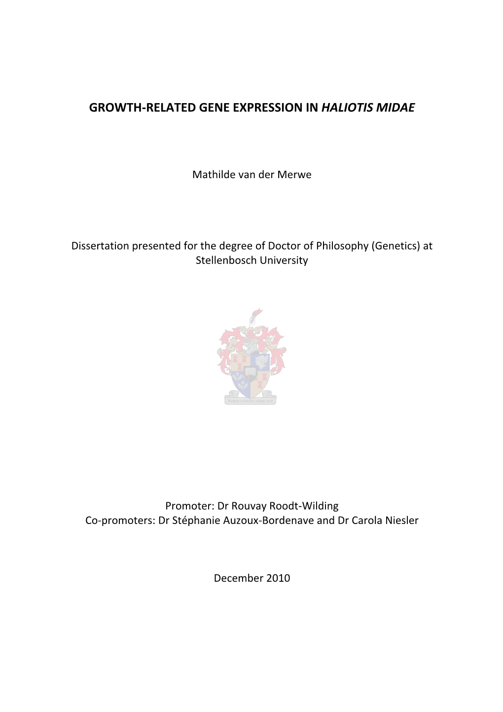 Growth-Related Gene Expression in Haliotis Midae