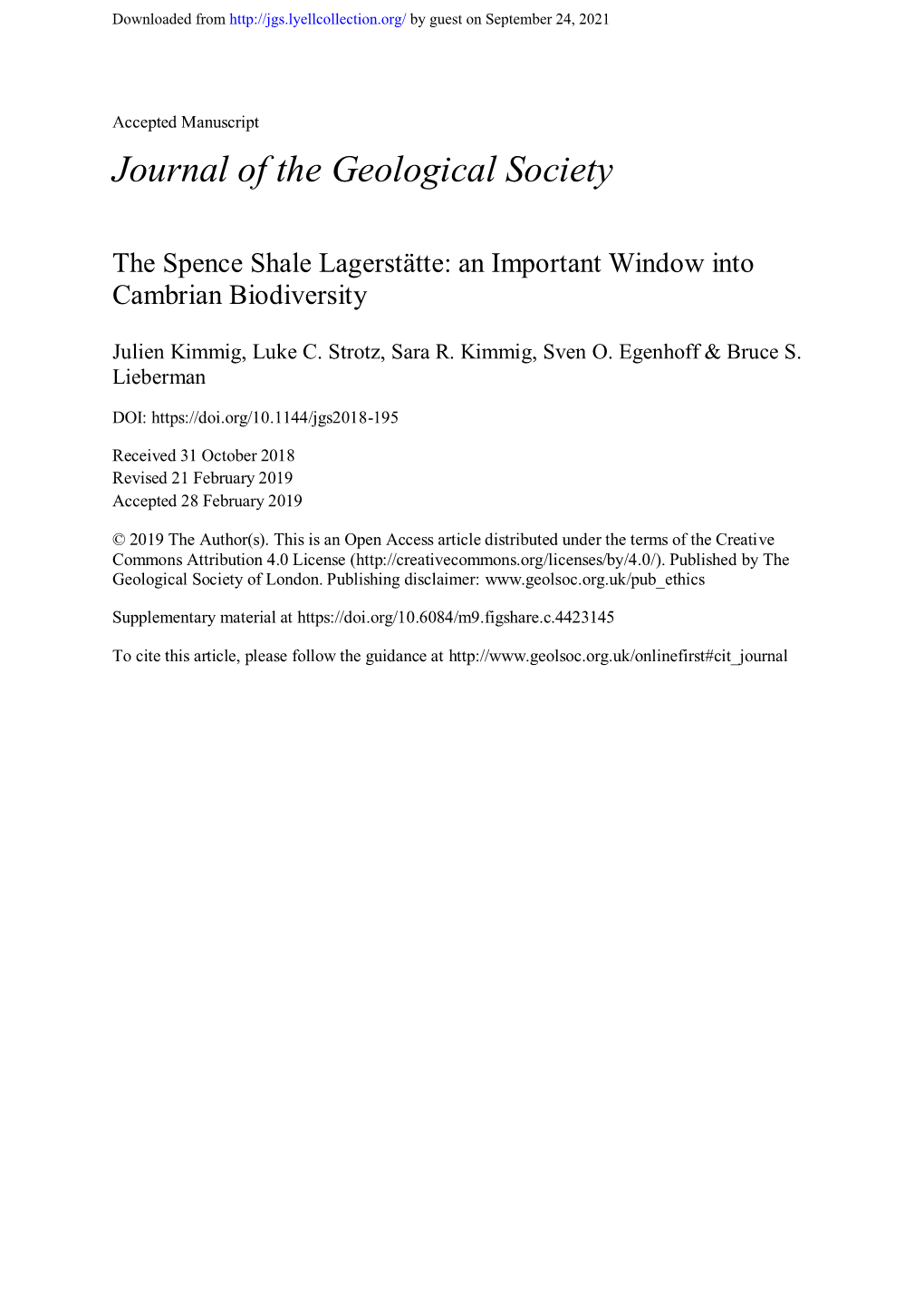 The Spence Shale Lagerstätte: an Important Window Into Cambrian Biodiversity