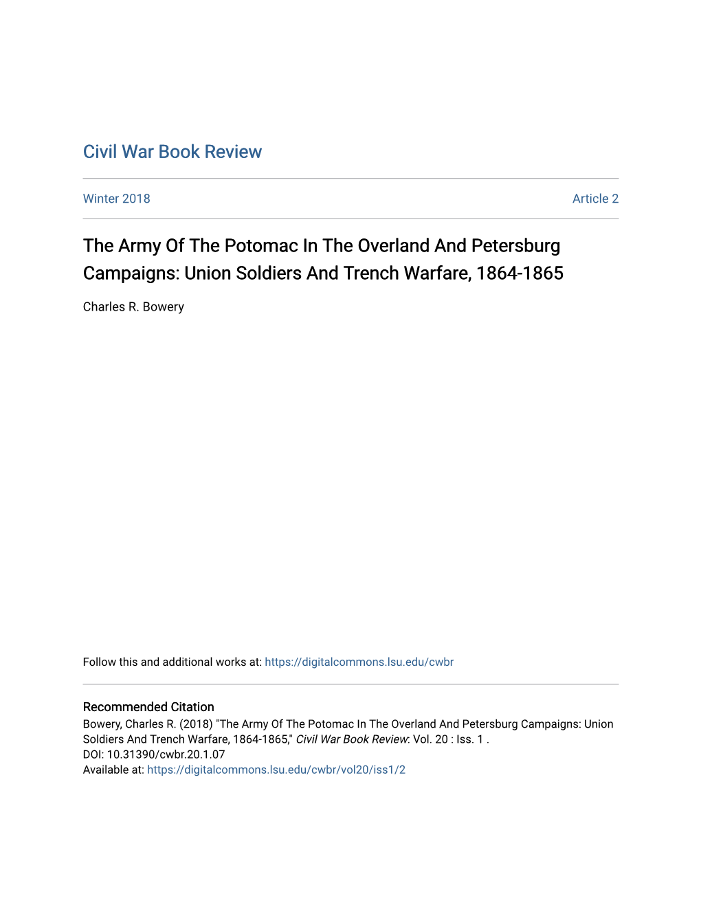 The Army of the Potomac in the Overland and Petersburg Campaigns: Union Soldiers and Trench Warfare, 1864-1865