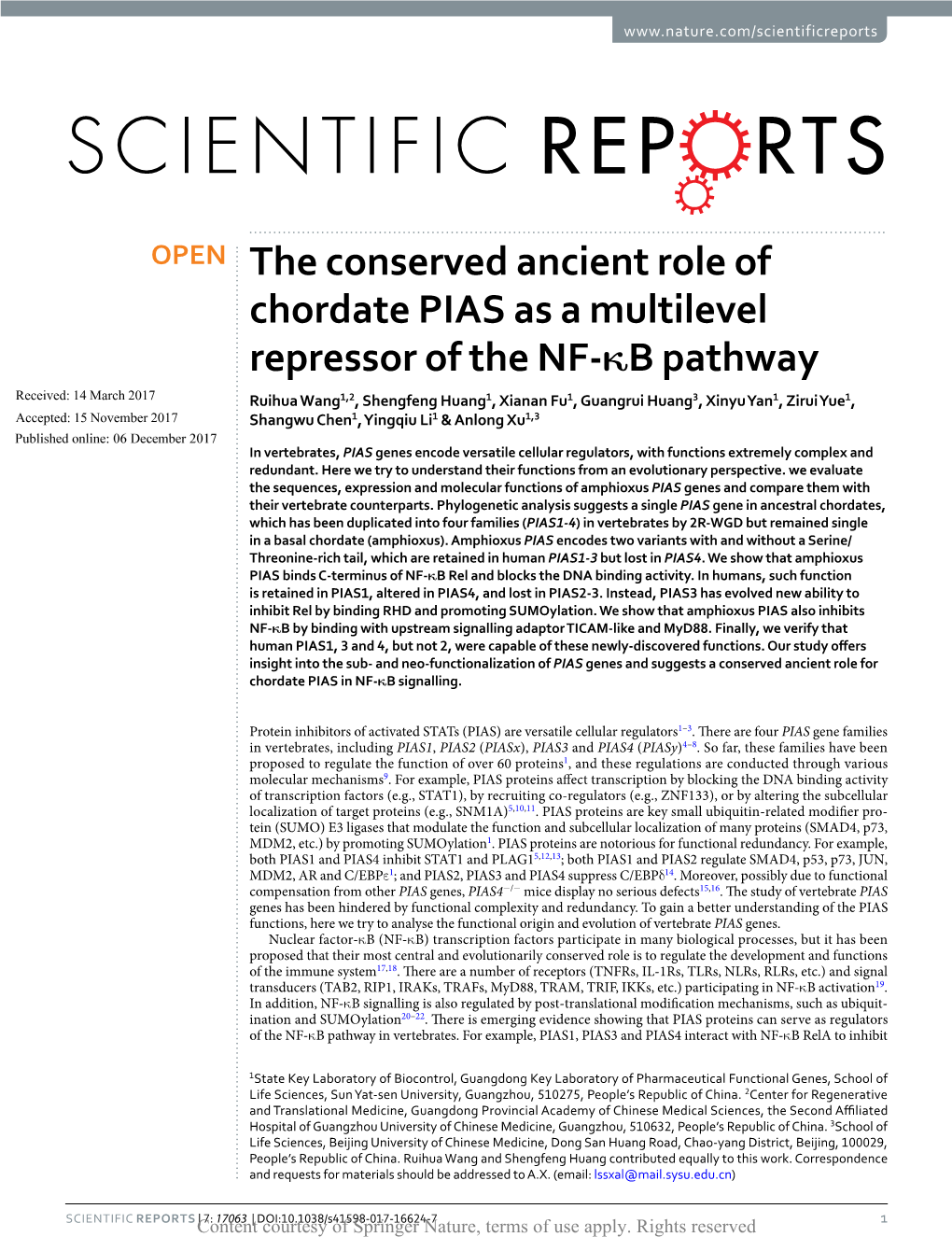 The Conserved Ancient Role of Chordate PIAS As a Multilevel