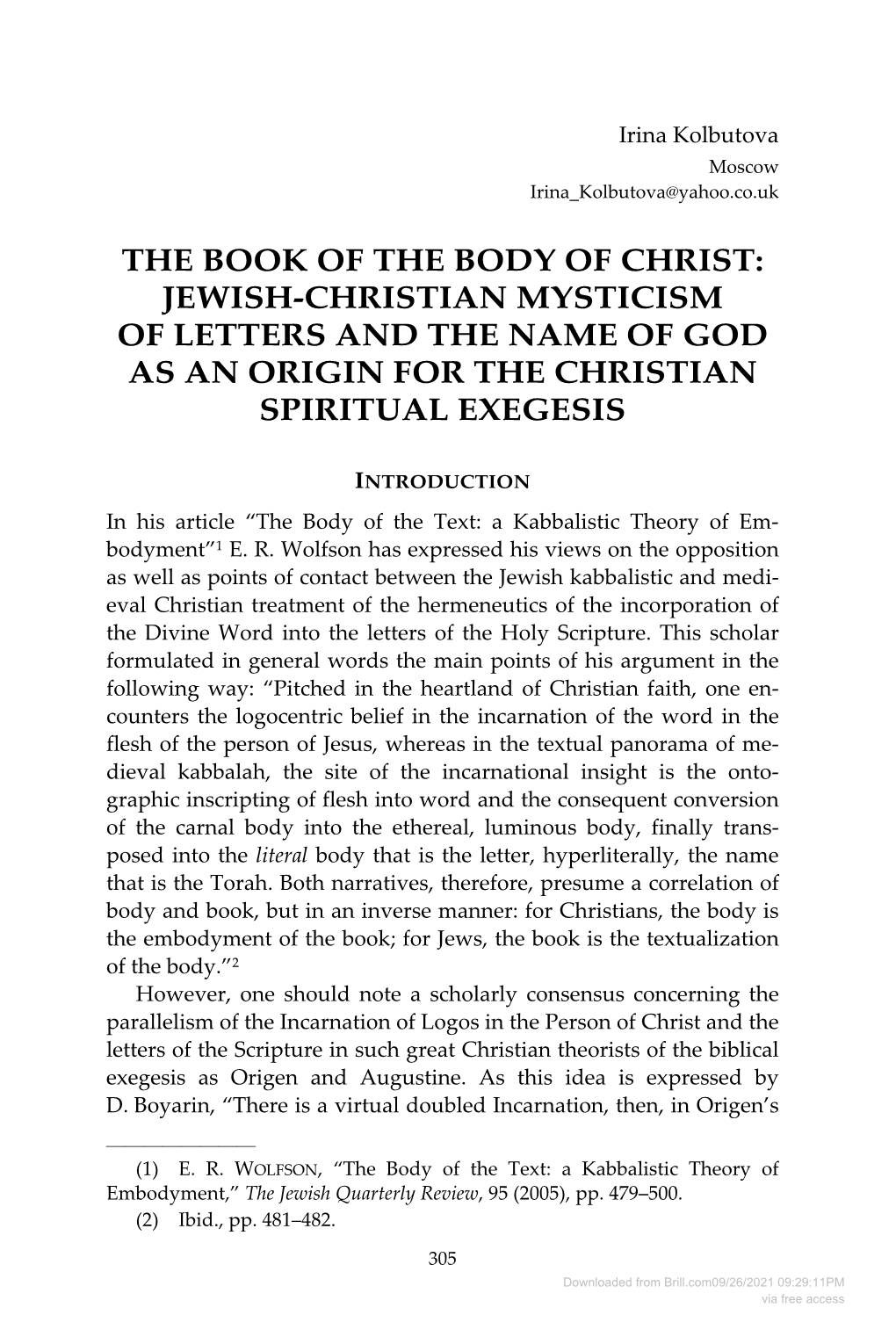 The Book of the Body of Christ: Jewish-Christian Mysticism of Letters