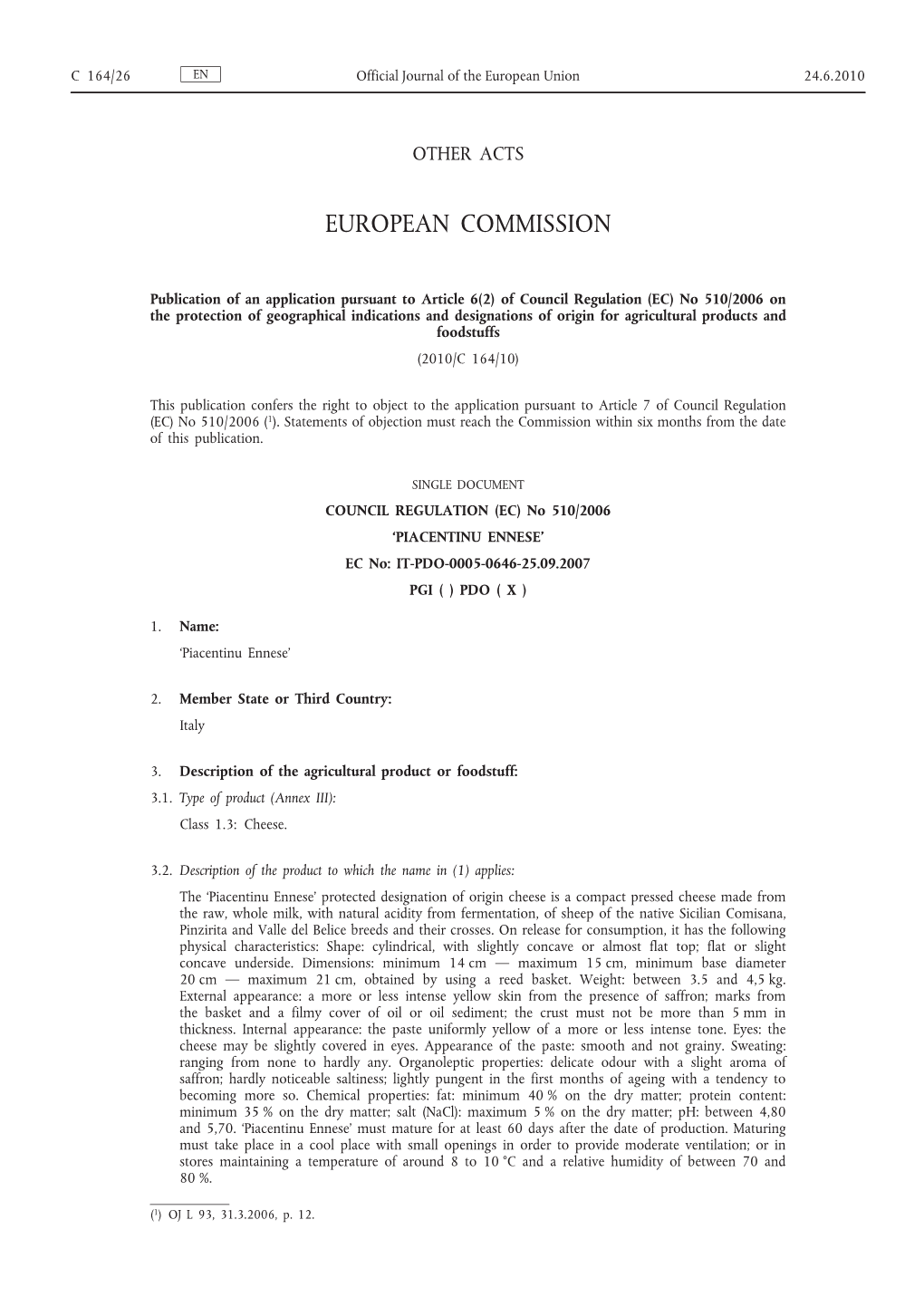 Of Council Regulation (EC) No 510