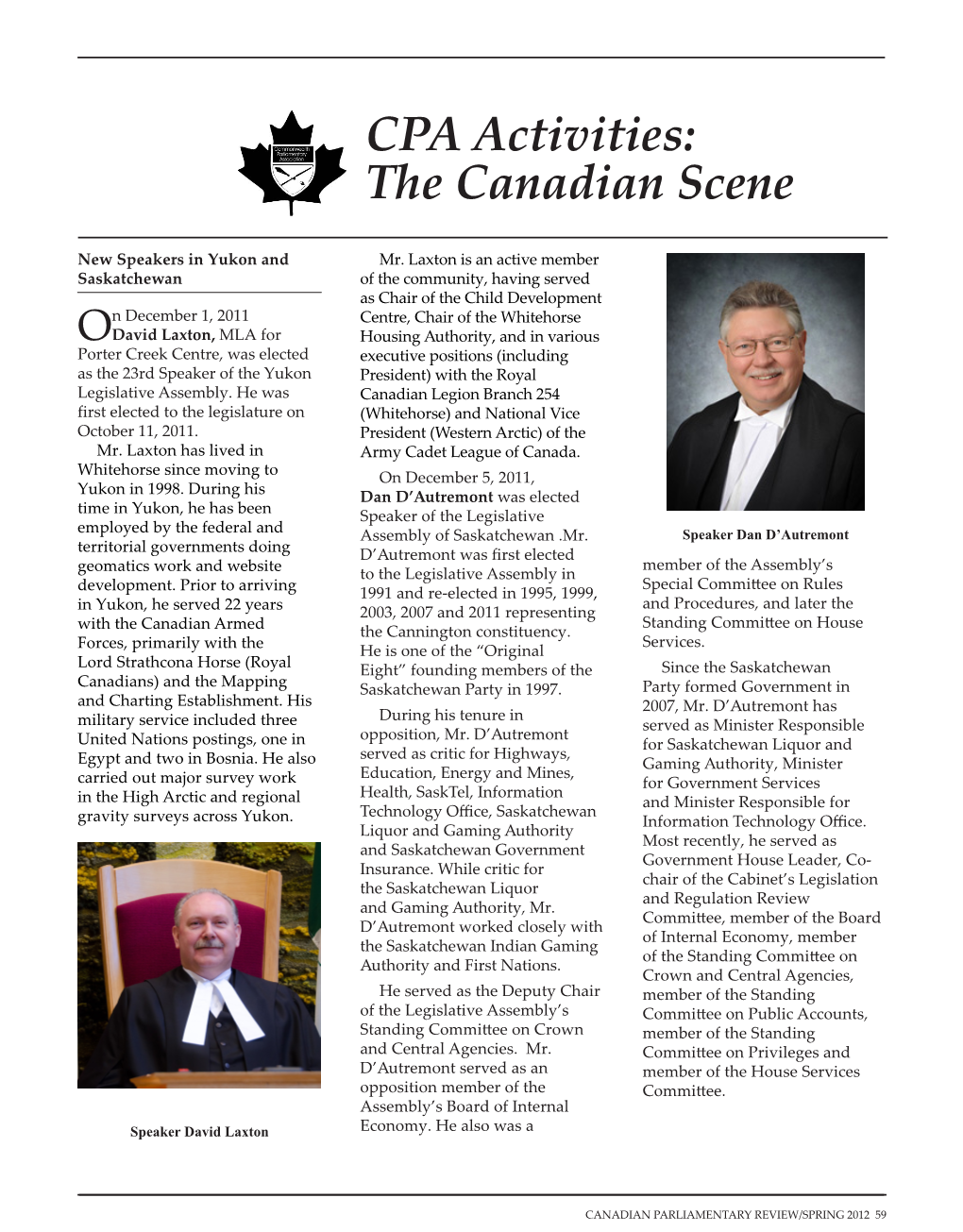 CPA Activities: the Canadian Scene