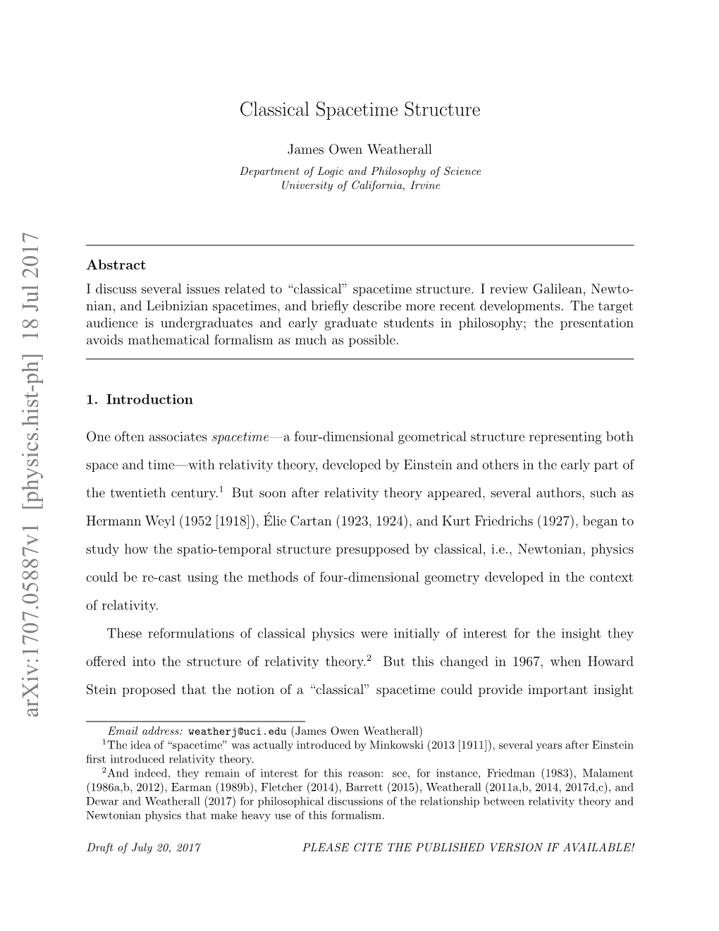 Classical Spacetime Structure