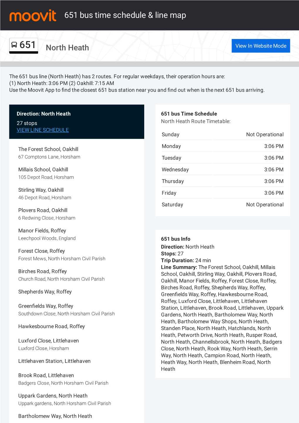 651 Bus Time Schedule & Line Route