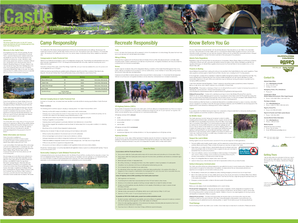 Camp Responsibly Recreate Responsibly Know Before You Go Castle Parks Management Plan