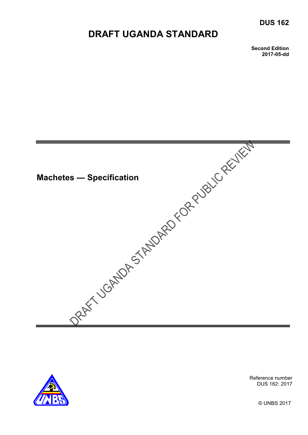 Machetes — Specification