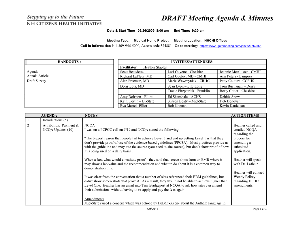 DRAFT Meeting Agenda & Minutes