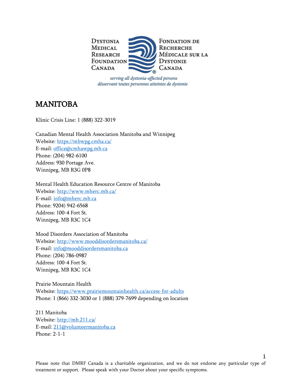 Manitoba Mental Health Resources 20190117 0.Pdf