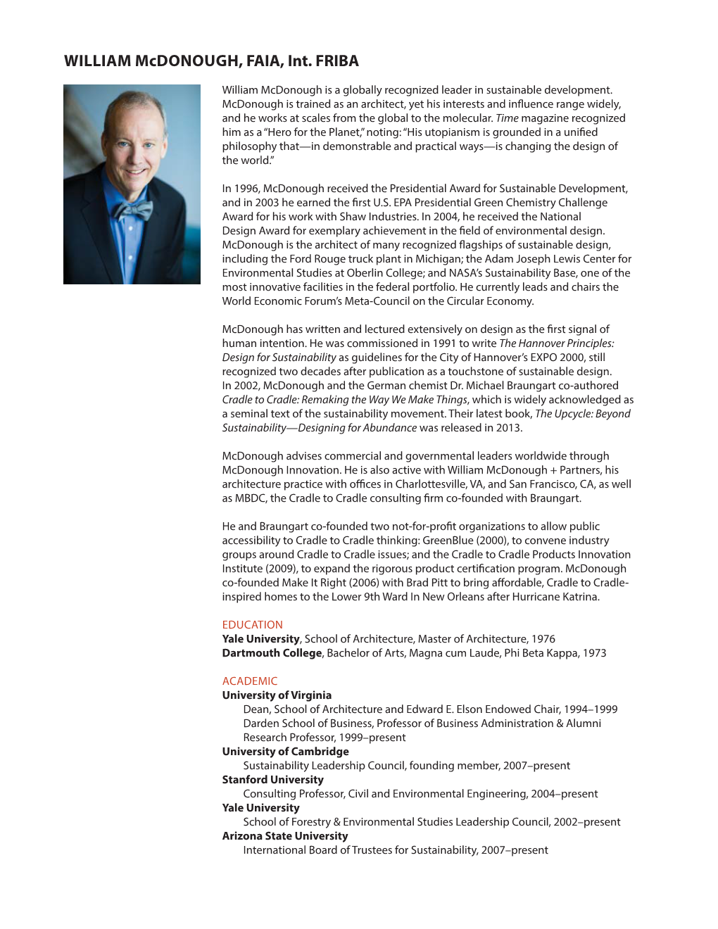 WILLIAM Mcdonough, FAIA, Int. FRIBA