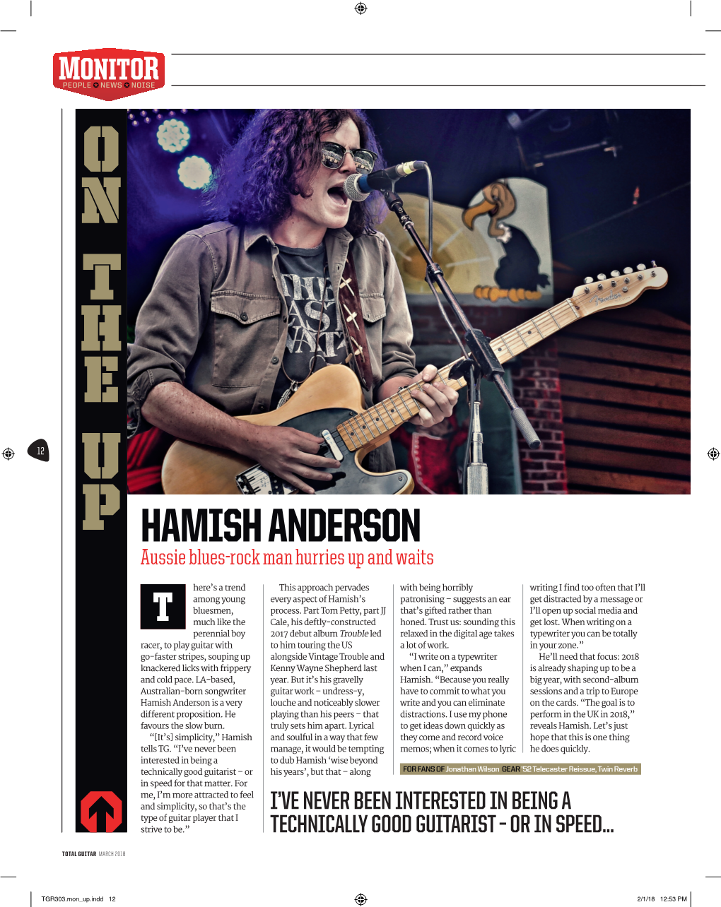 O N T H E 12 U P Hamish Anderson Aussie Blues-Rock Man Hurries up and Waits