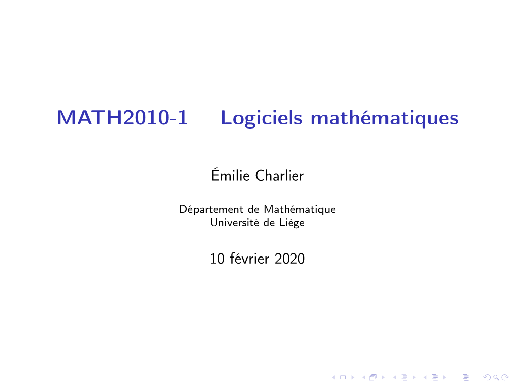 MATH2010-1 Logiciels Mathématiques