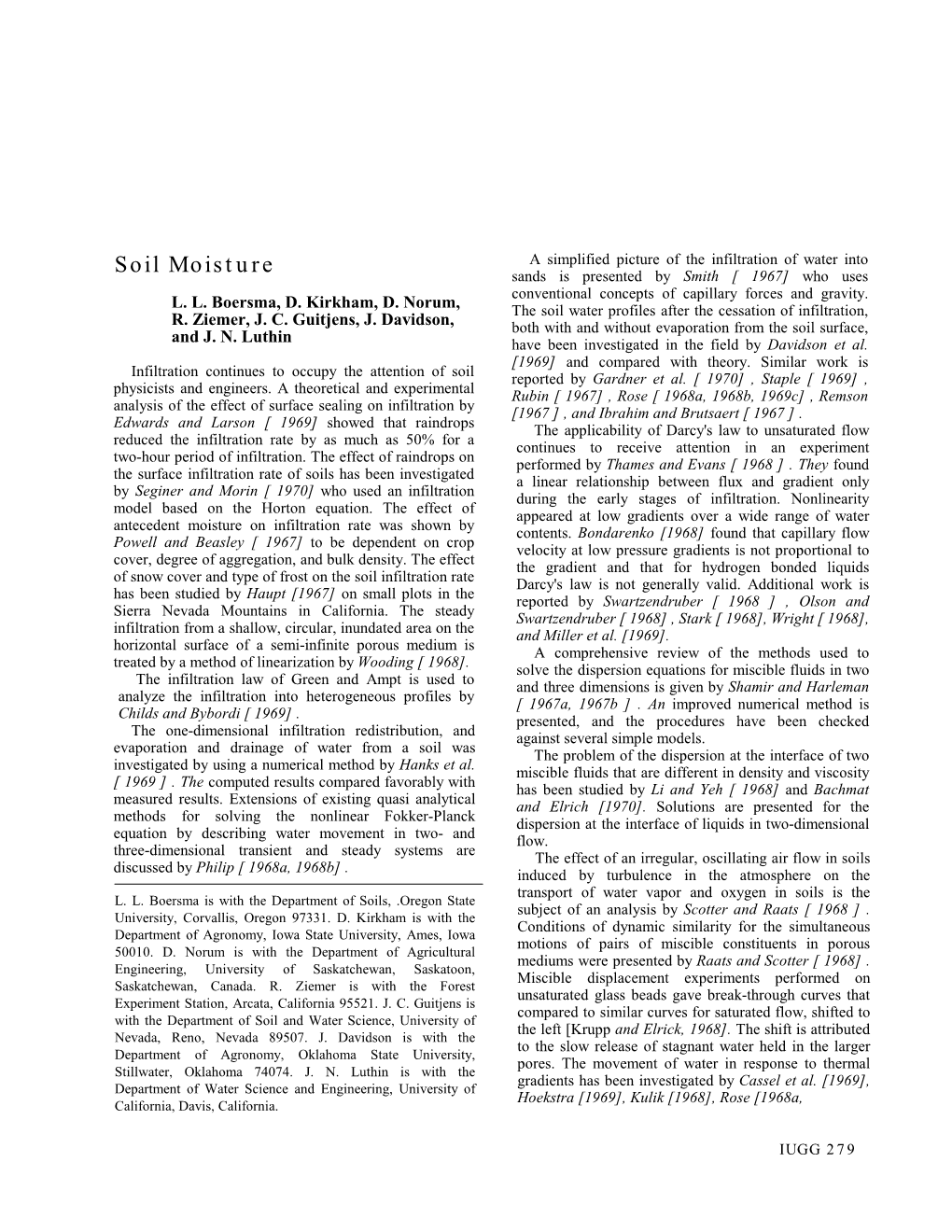 Soil Moisture Sands Is Presented by Smith [ 1967] Who Uses Conventional Concepts of Capillary Forces and Gravity