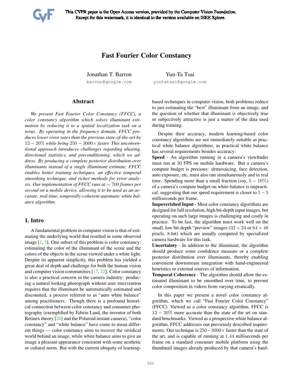 Fast Fourier Color Constancy